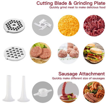 Εξάρτημα Μύλου Τροφίμων για Μίξερ με βάση KitchenAid Περιλαμβάνει πλάκες λείανσης κονδύλους πλήρωσης λουκάνικων Συνδετήρες μύλου κρέατος