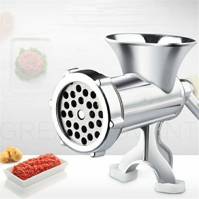 Mașină de tocat carne manuală acționată manual cu tăiței de vită Tocător de paste Mașină de tocat cârnați Gadgets Mașină de măcinat din aluminiu Ustensile de bucătărie