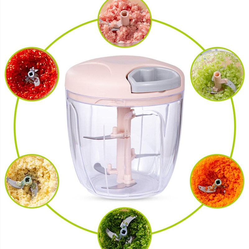 Tocator manual de tocat carne si legume de mare viteza, masina de amestecare, 900 ml, design multifunctional, tocator de legume si fructe.