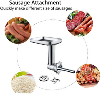 Μεταλλικά εξαρτήματα μύλου φαγητού για μίξερ KitchenAid Stand Mixers Ανθεκτικό Εξάρτημα Μύλου Κρέατος Sausage Stuffer Attachment Συμβατά εργαλεία Αρχική