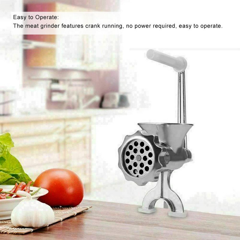 Aliuminio lydinio rankinio valdymo rankinis mėsmalė Dešrainių jautienos malimo mašina su stalviršio spaustuku virtuvės namų įrankis