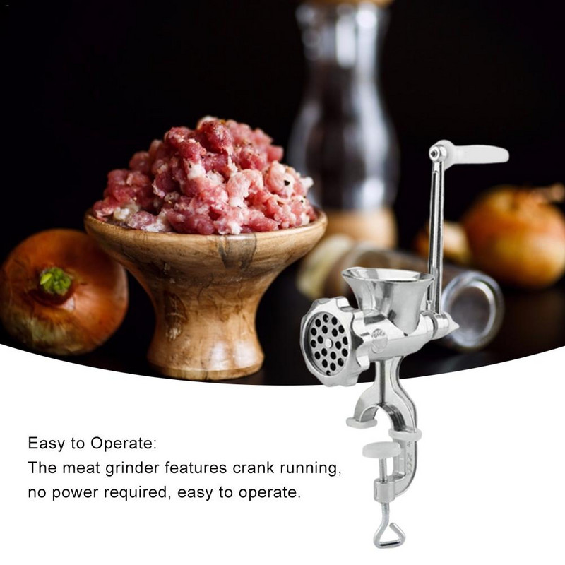 Aliuminio lydinio rankinio valdymo rankinis mėsmalė Dešrainių jautienos malimo mašina su stalviršio spaustuku virtuvės namų įrankis