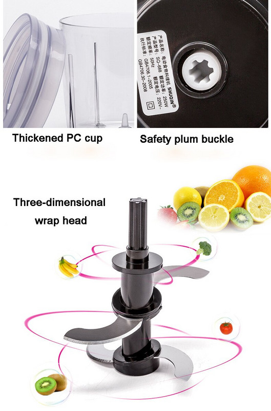 600ml Mini elektrinis mėsmalė Virtuvės kombainas Daržovių vaisių trintuvas Smulkintuvas Vaisių trintuvas smulkintuvas