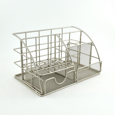 Cutie de depozitare pentru birou. Accesorii pentru articole de birou din metal din plasă de aur roz cu sertar pentru organizator de machiaj pentru biroul de acasă