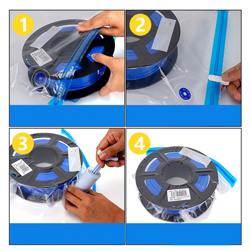 5/10 vnt. 3D spausdintuvas PLA/ABS/TPU gijų laikymo vakuuminis maišelis gijų džiovintuvas, saugus drėgmei atsparus 3D spausdintuvo dalims