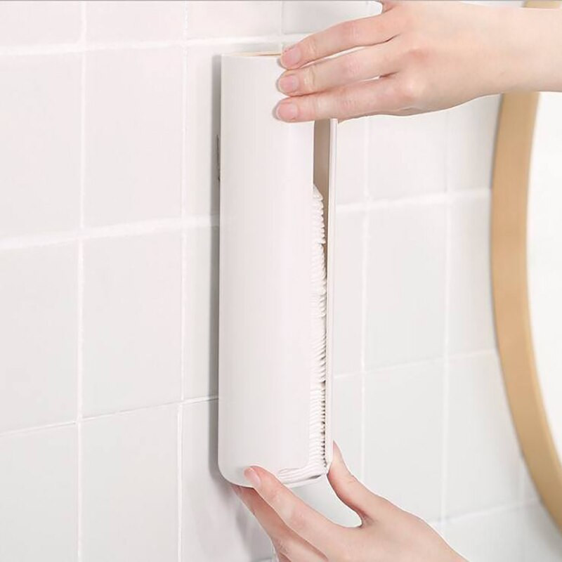 Modernus medvilninio padėklo laikiklis prie sienos tvirtinamas taupyklės ir dozatorius Medvilninio kilimėlio konteinerio kosmetikos šiukšlių maišų laikymo dėžės organizatoriai