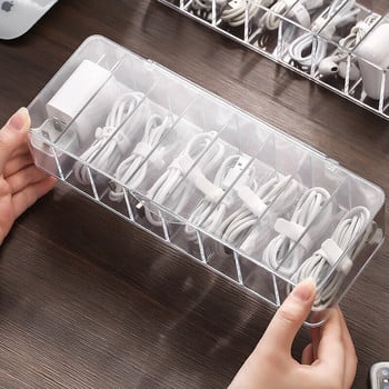 8 πλέγματα USB Cable Storage Box Επιτραπέζια οργάνωση καλωδίων μακιγιάζ Δοχείο κοσμημάτων Τηλεχειριστήριο θήκης Home Office Organizer