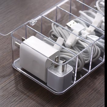 8 πλέγματα USB Cable Storage Box Επιτραπέζια οργάνωση καλωδίων μακιγιάζ Δοχείο κοσμημάτων Τηλεχειριστήριο θήκης Home Office Organizer