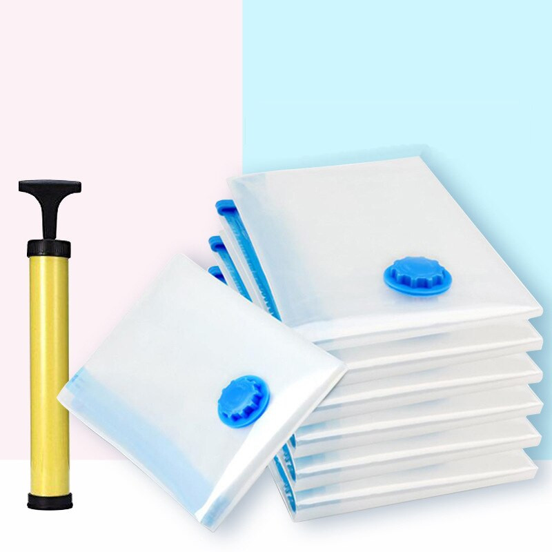 Vakuuminis maišelis drabužių laikymui maišelis su vožtuvu permatomu kraštu sulankstomas suspaustas organizatorius Kelionės erdvę taupantis sandarinimo paketas