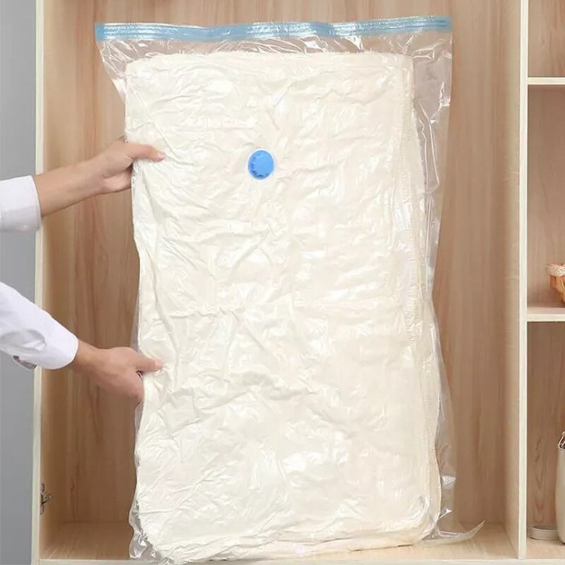 Vakuuminis maišelis drabužių laikymui maišelis su vožtuvu permatomu kraštu sulankstomas suspaustas organizatorius Kelionės erdvę taupantis sandarinimo paketas