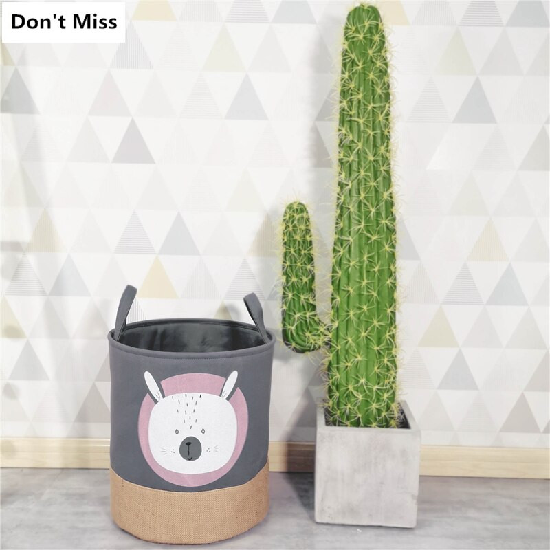 Kokkupandav pesukorv Multifilm Jäneste hoiukorvid Suured veekindlad linased riided Kodu Mänguasjade riided Hoiu Tünnide Korraldaja