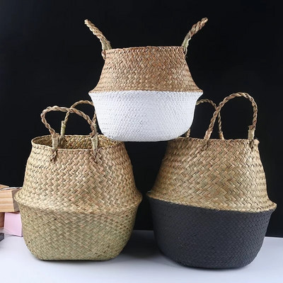 Плетена кошница за съхранение Кошници за цветя Съхранение на пране Декоративна кошница Ратанова саксия Градински саксии Домашен органайзер