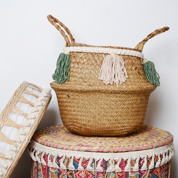 Съхранение на кошница от бяла морска трева Тъкана кошница за подаръци Малка кошница за пране Съхранение на растения за декорация