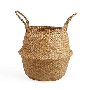Съхранение на кошница от бяла морска трева Тъкана кошница за подаръци Малка кошница за пране Съхранение на растения за декорация