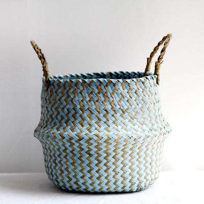 Kezdőlap Cestas Mimbre Csíkos Fonott Tárolókosarak Mosodai kosár Kézzel készített Összecsukható Szalma Patchwork Seagrass Oser Panier