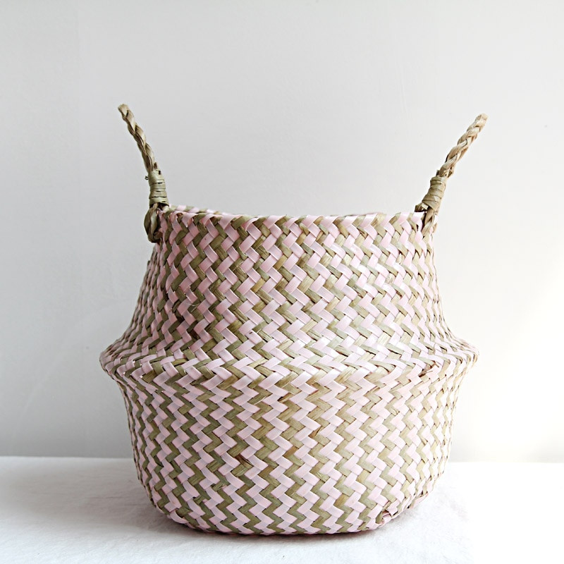 Kezdőlap Cestas Mimbre Csíkos Fonott Tárolókosarak Mosodai kosár Kézzel készített Összecsukható Szalma Patchwork Seagrass Oser Panier