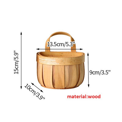 Coș de lemn suspendat Coșuri de depozitare țesute manual pentru bucătărie, grădină, ghiveci de flori, fructe, legume, articole diverse, decor organizator
