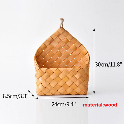Coș de lemn suspendat Coșuri de depozitare țesute manual pentru bucătărie, grădină, ghiveci de flori, fructe, legume, articole diverse, decor organizator