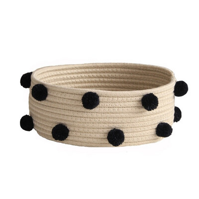 Coșuri de depozitare țesute frânghie din bumbac nordic INS Coș de rufe haine murdare cu pompon Articole diverse Coș organizator pentru articole diverse