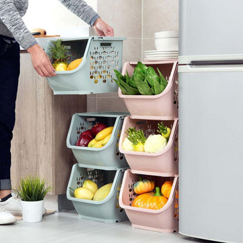 Кухненска кошница за съхранение Контейнери за съхранение на храна Зеленчуци Плодове Стелажи за рафтове Органайзер за разни вещи Кухи кошници Консумативи за баня