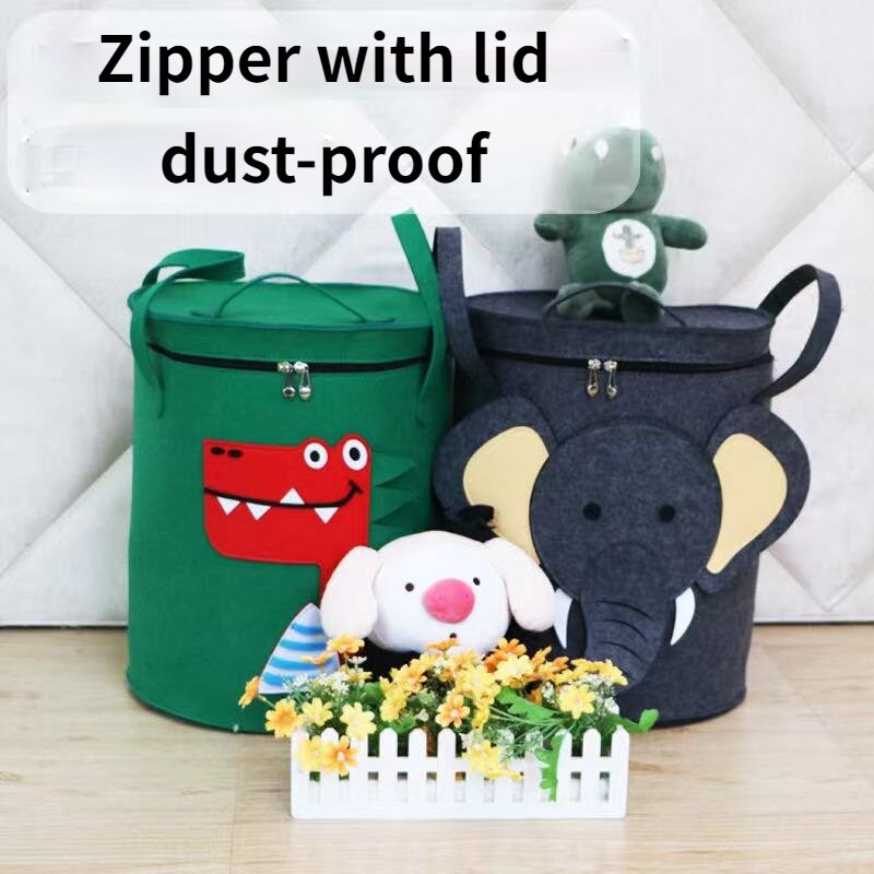 Coș de depozitare pentru animale din desene animate, elefant, leu, dinozaur cu capac, găleată de depozitare, jucărie pliabilă, instrument pentru containere pentru articole diverse