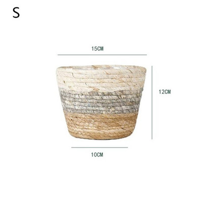 Coș de depozitare țesut manual Organizator de jucării răchită ratan iarbă de mare Coș de rufe ghiveci cu flori pentru casă, grădină SM L