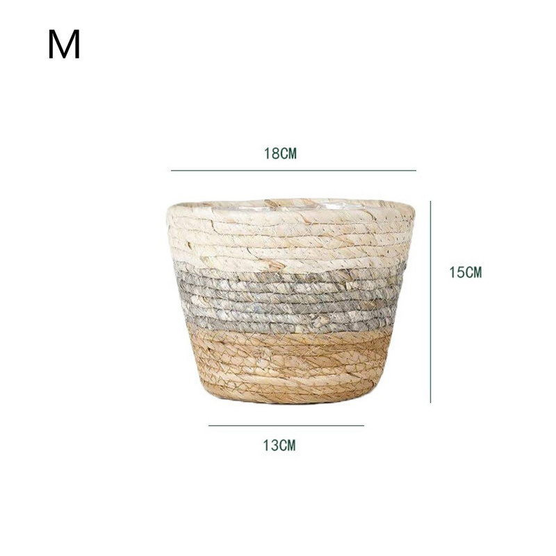 Coș de depozitare țesut manual Organizator de jucării răchită ratan iarbă de mare Coș de rufe ghiveci cu flori pentru casă, grădină SM L