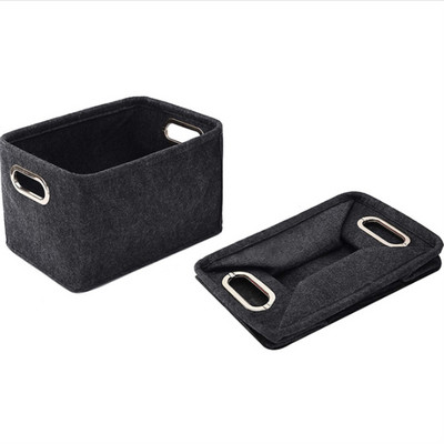 Šiaurės šalių veltinio rankų darbo laikymo krepšelis Svetainės juodos pilkos spalvos smulkmenos Organizatoriaus dėžutė kūdikiams žaislai Audiniai miegamojo kojinės su metaline rankena