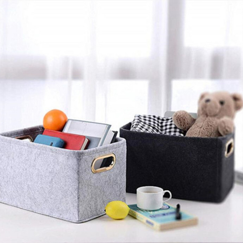 Šiaurės šalių veltinio rankų darbo laikymo krepšelis Svetainės juodos pilkos spalvos smulkmenos Organizatoriaus dėžutė kūdikiams žaislai Audiniai miegamojo kojinės su metaline rankena