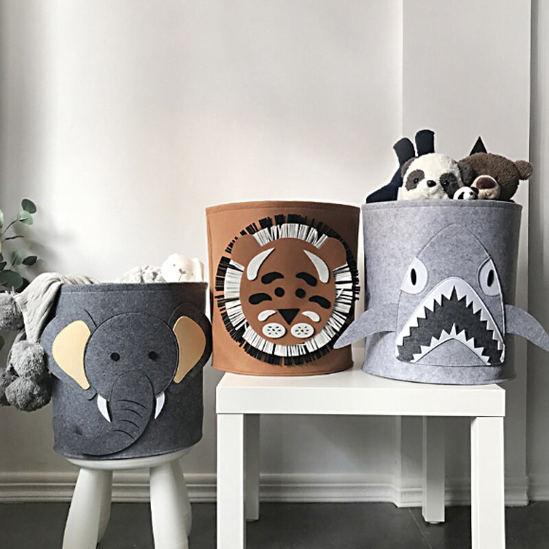 Animacinių filmų gyvūnų veltinio laikymo kibiras nešvarių drabužių žaislų laikymo kibiras Apvalus liūtas kibiras ryklio dramblio raštas