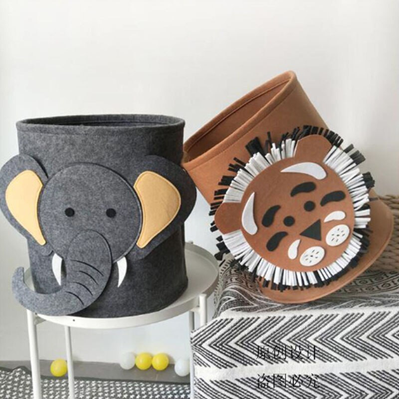 Animacinių filmų gyvūnų veltinio laikymo kibiras nešvarių drabužių žaislų laikymo kibiras Apvalus liūtas kibiras ryklio dramblio raštas