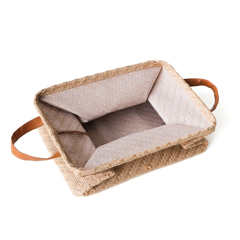 2db szőtt tárolókosarak Összecsukható tárolódoboz fogantyúval Könyv Különböző ruhák Orgnizer szekrény Szervező Nagy szőtt kosár