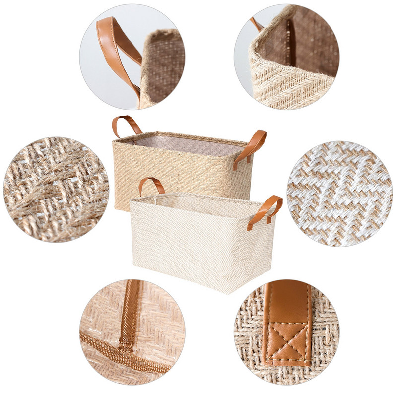 2db szőtt tárolókosarak Összecsukható tárolódoboz fogantyúval Könyv Különböző ruhák Orgnizer szekrény Szervező Nagy szőtt kosár