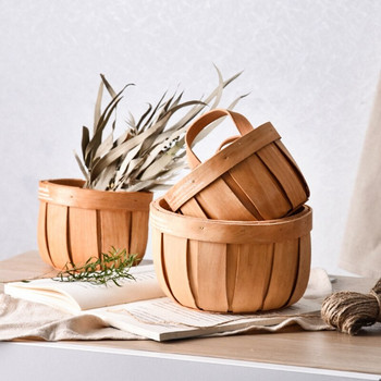 Кошници с цветя с плодове Ръчно изработени висящи кошници за домашна кухня Кухненски декор Органайзер за съхранение на дреболии Дървена стенна саксия