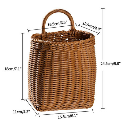 Sandėliavimo krepšelis Pakabinamas ant sienos Pinti krepšeliai Gėlių krepšelis Rotango augalų laikiklis Namų Sodo Sienų Apdaila Cestas Mimbre