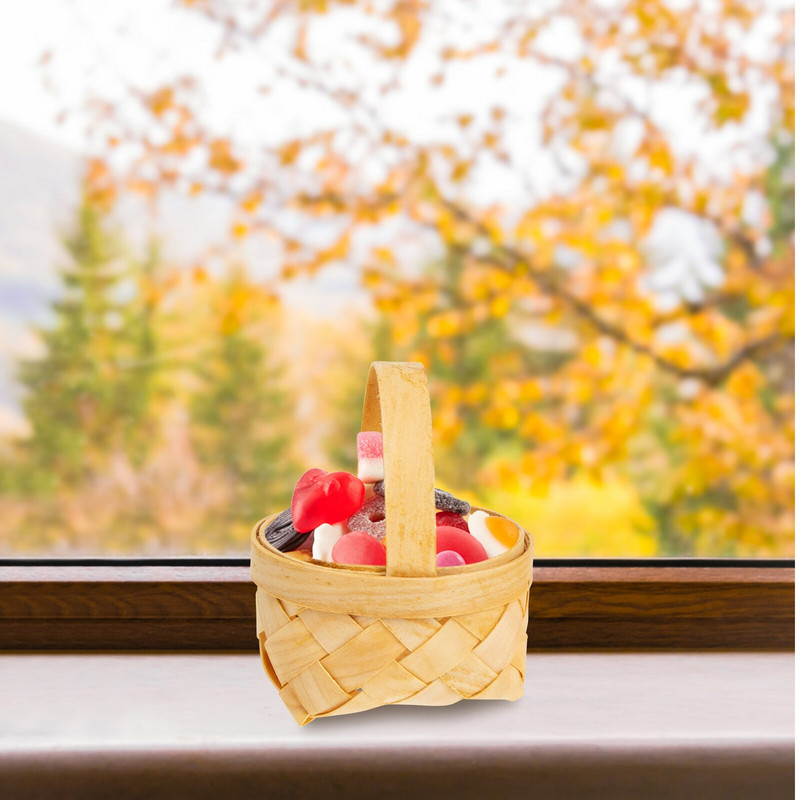 20 tk Väike käepidemetega korv Kootud korvid Puidust dekoratiivsed tühjad korvid kingituste jaoks Väikesed vitstest korvid peoteenimiseks