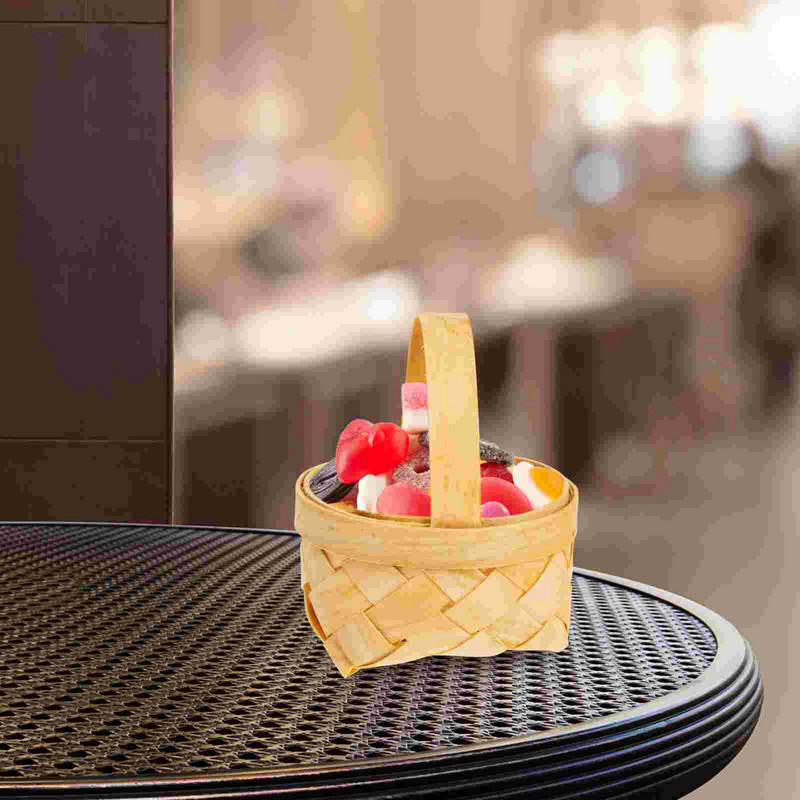 20 tk Väike käepidemetega korv Kootud korvid Puidust dekoratiivsed tühjad korvid kingituste jaoks Väikesed vitstest korvid peoteenimiseks