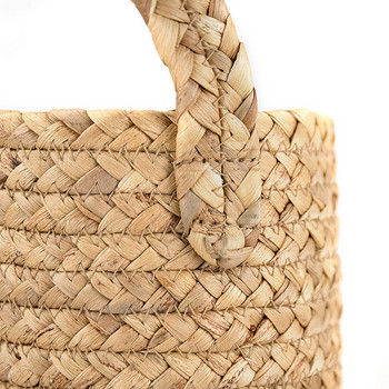Висящи плетени кошници от ратан Монтирана на стена кошница от сламена трева за саксии Стелаж за съхранение Декорация на домашна градина