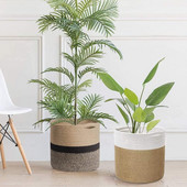 Coș rotund pentru plante de 20/25/30CM Coș decorativ țesut cu plante Container pentru ghivece de interior în aer liber pentru decorarea camerei de zi