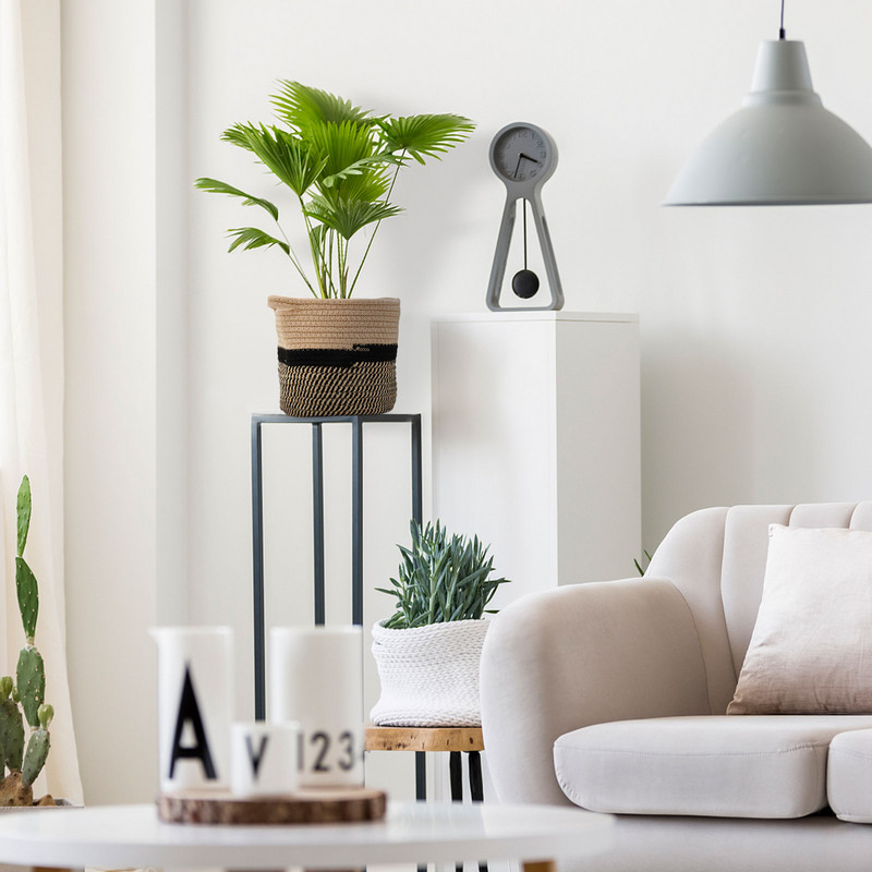 Coș rotund pentru plante de 20/25/30CM Coș decorativ țesut cu plante Container pentru ghivece de interior în aer liber pentru decorarea camerei de zi