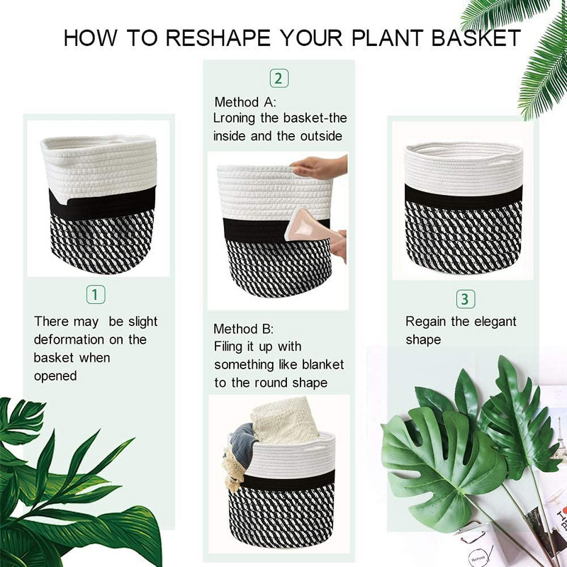 Coș rotund pentru plante de 20/25/30CM Coș decorativ țesut cu plante Container pentru ghivece de interior în aer liber pentru decorarea camerei de zi