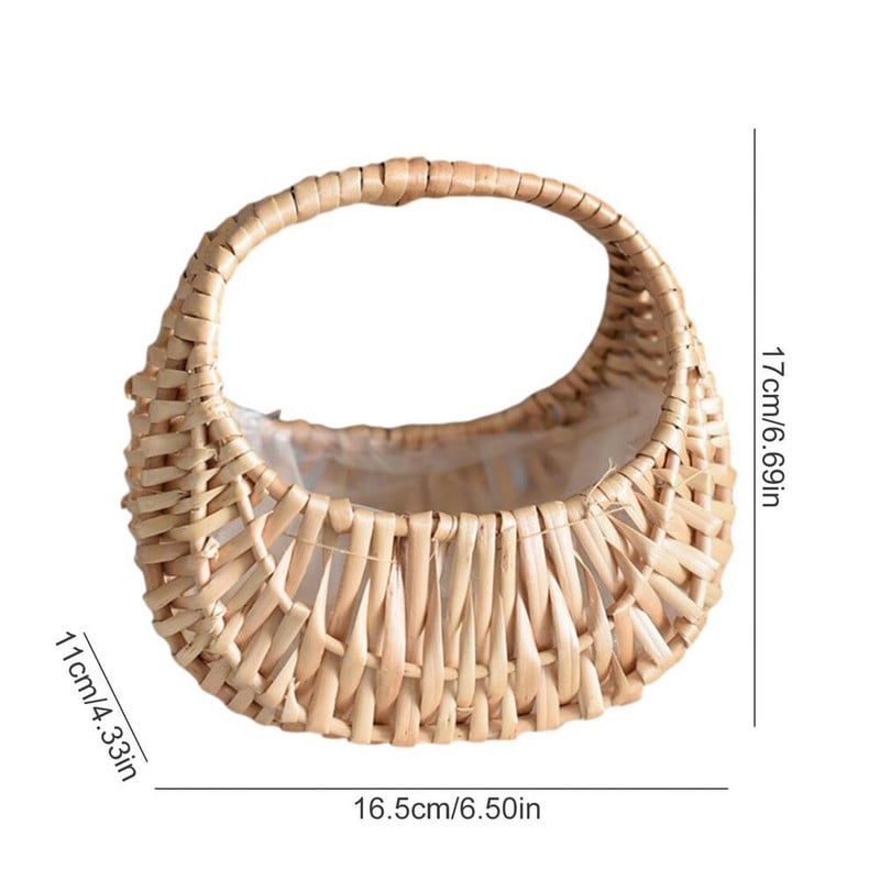 Кошница с цветя Сватба Булчинско момиче Начало Декор Тъкани върби Преносима дръжка Парти Декоративна кошница Подарък Кухня Съхранение