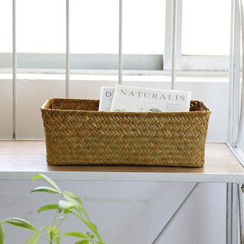 Малка плетена кошница Хляб с плодове Закуски Кутии за съхранение Контейнер за дистанционно управление Бельо Играчки Органайзер за козметика Ратанова кошница