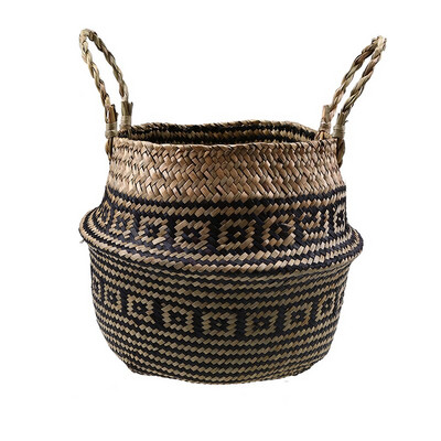 WHISM jūros žolių skalbinių laikymo krepšelis sulankstomas rankų darbo šiaudų vazonų sodintuvo krepšelis pintas žaislų laikymo laikiklis