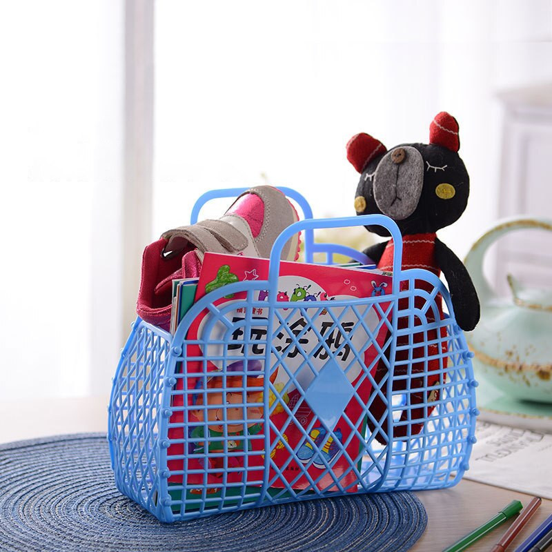 Coș de depozitare pentru cumpărături gol din plastic Geantă de capacitate mare Plasă pliabilă Organizatoare portabile din plastic Coșuri de depozitare