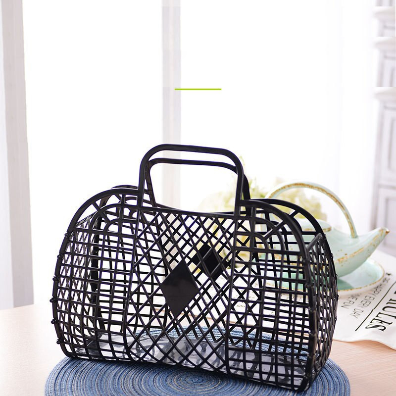 Coș de depozitare pentru cumpărături gol din plastic Geantă de capacitate mare Plasă pliabilă Organizatoare portabile din plastic Coșuri de depozitare