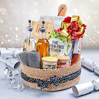 Кухненска кошница за съхранение Кръгла тъкана тръстика Слама Артикули за козметика Органайзер Маса Разни Сушени плодове Хляб Поднос за бонбони