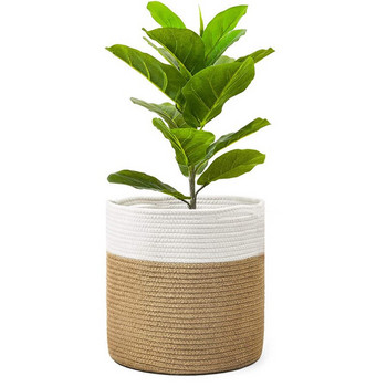 Памучно тъкана ратанова кошница за съхранение Саксии за растения Кухня Пране Дрехи Играчка Органайзер Съхранение за декорация на дома