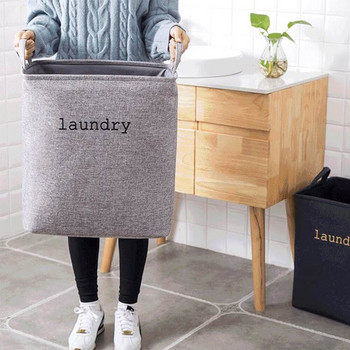 Удебелена двуслойна имитация на ленена кърпа Преносима сгъваема водоустойчива кошница за домашно съхранение на писма Кошница за пране Организатор