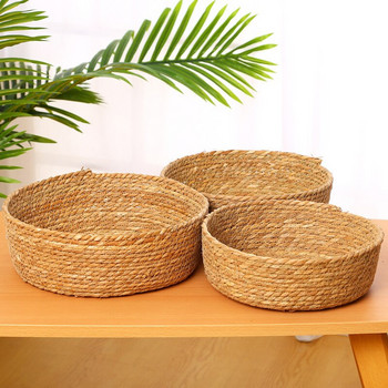 Плетена кошница за съхранение Ратанови тъкани кошници за цветя Кухненски органайзер за плодове Играчки Съхранение Саксия за растения Домашен хотелски декор